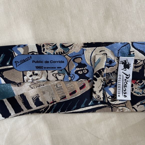 PABLO PICASSO ~ ART PAINTING ~ NOVELTY MENS SILK TIE ~ 1960 Public De Corrida - Picture 2 of 5